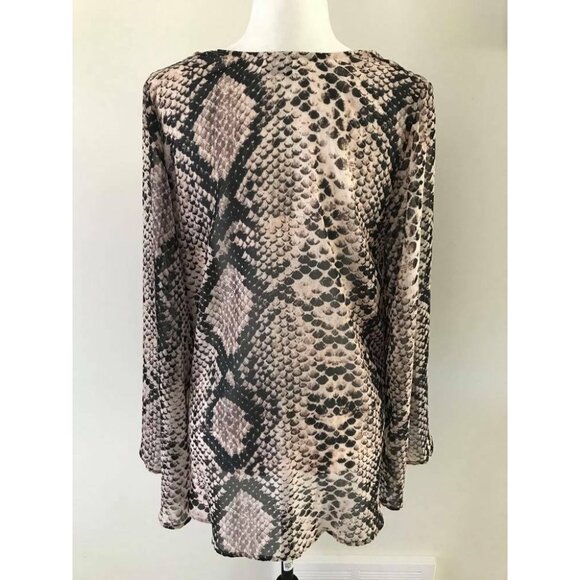 SHOW ME YOUR MUMU Hippie Dippie Top Blouse SZ Small Snake Skin Print Semi Sheer - Picture 5 of 9